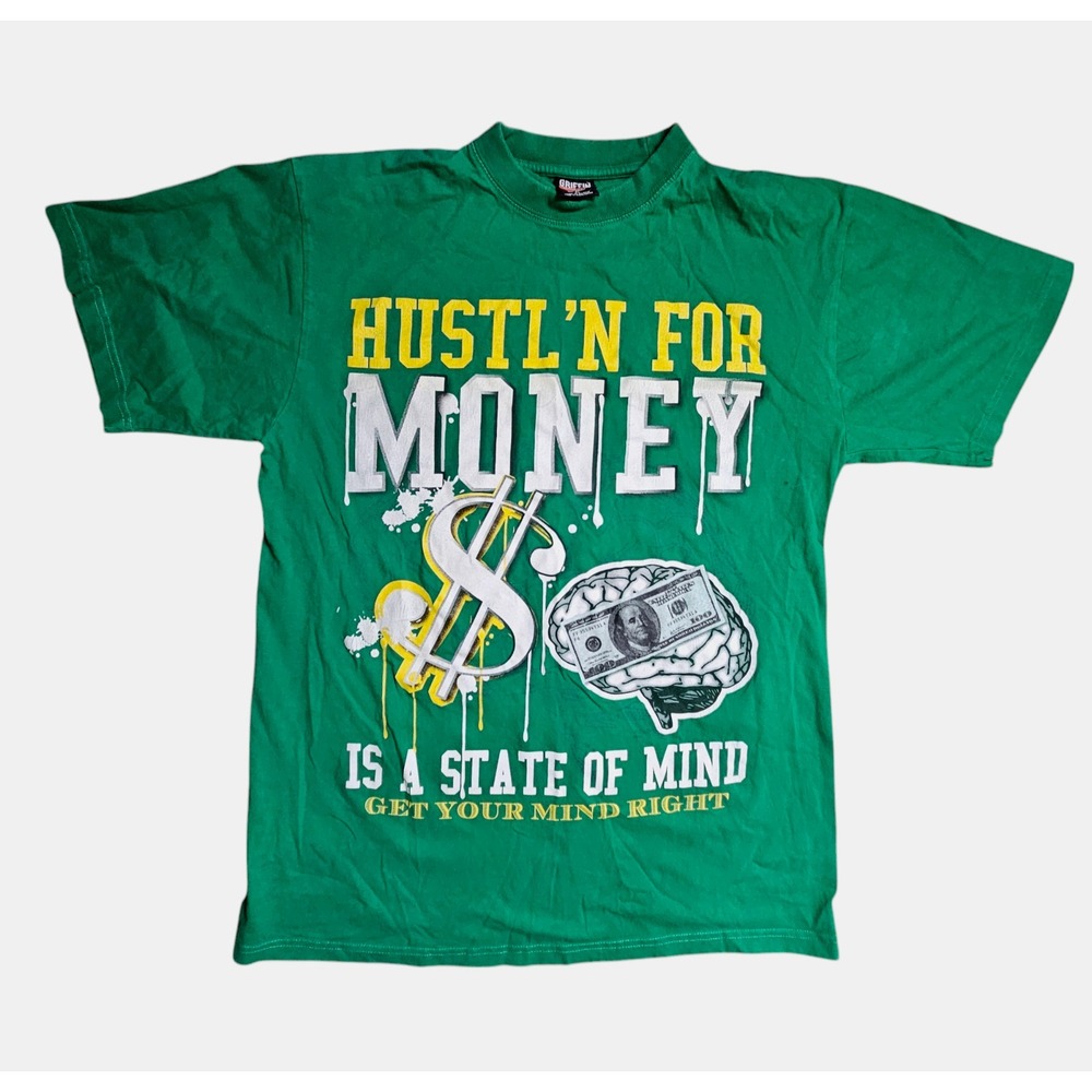 Vintage Y2K Hustle Money Essential Rap Hip Hop T-Shirt Griffin Mens XL Cotton